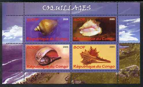 Congo 2009 Shells perf sheetlet containing 4 values unmounted mint