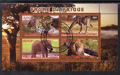 Congo 2009 African Animals perf sheetlet containing 4 values cto used