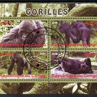 Congo 2009 Gorillas perf sheetlet containing 4 values cto used