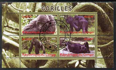 Congo 2009 Gorillas perf sheetlet containing 4 values cto used