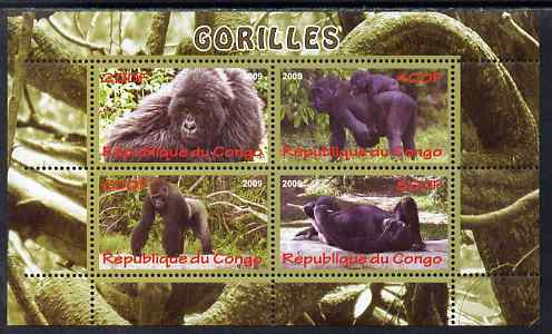 Congo 2009 Gorillas perf sheetlet containing 4 values unmounted mint
