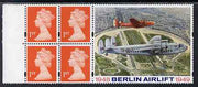 Great Britain 1999 Booklet pane containg 4 x first class stamps plus label for Berlin Airlift unmounted mint, SG 1667m