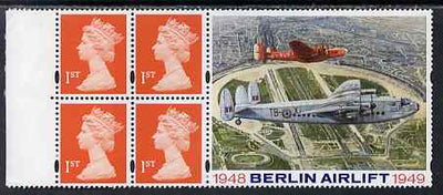 Great Britain 1999 Booklet pane containg 4 x first class stamps plus label for Berlin Airlift unmounted mint, SG 1667m