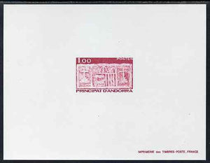 Andorra - French 1983-90 Early Coat of Arms 1f def Epreuves de luxe card in issued colours as SG F341
