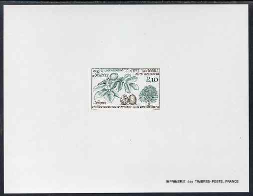 Andorra - French 1984 Nature Protection 2f10 Walnut Tree Epreuves de luxe card in issued colours as SG F361