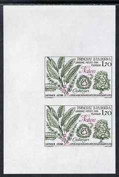 Andorra - French 1984 Nature Protection 1f70 Sweet Chestnut Tree imperf pair from limited printing unmounted mint as SG F360