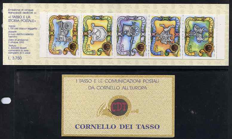 Italy1993 The Taxis Family in Postal History 3,750L booklet complete and fine SG SB9