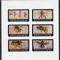 Staffa 1982 Bees (Clerus Apiarius) imperf,set of 6 values (15p to 75p) unmounted mint