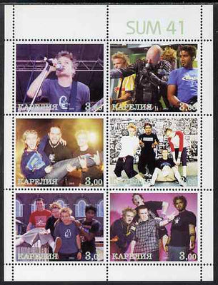 Karjala Republic 2002 Sum 41 (Pop group) perf sheetlet containing 6 values unmounted mint