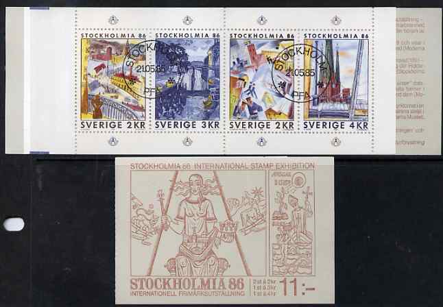Sweden 1985 'Stockholmia 86' Stamp Exhibition 11k booklet complete with first day cancels, SG SB390