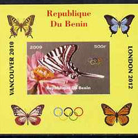 Benin 2009 Butterflies & Olympics #01 individual imperf deluxe sheet unmounted mint. Note this item is privately produced and is offered purely on its thematic appeal