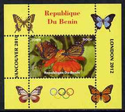 Benin 2009 Butterflies & Olympics #02 individual perf deluxe sheet unmounted mint. Note this item is privately produced and is offered purely on its thematic appeal