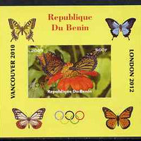 Benin 2009 Butterflies & Olympics #02 individual imperf deluxe sheet unmounted mint. Note this item is privately produced and is offered purely on its thematic appeal
