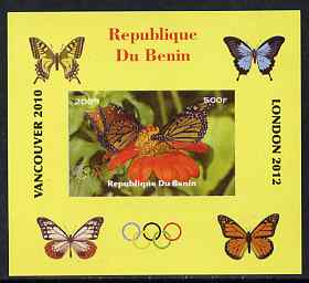 Benin 2009 Butterflies & Olympics #02 individual imperf deluxe sheet unmounted mint. Note this item is privately produced and is offered purely on its thematic appeal