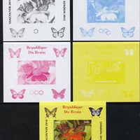 Benin 2009 Butterflies & Olympics #02 individual deluxe sheet the set of 5 imperf progressive proofs comprising the 4 individual colours plus all 4-colour composite, unmounted mint