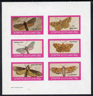 Staffa 1982 Butterflies & Moths (6-Spotted Burnet, Skippers, Haek Moth etc) imperf set of 6 values (15p to 75p) unmounted mint