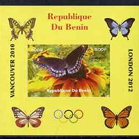 Benin 2009 Butterflies & Olympics #04 individual imperf deluxe sheet unmounted mint. Note this item is privately produced and is offered purely on its thematic appeal