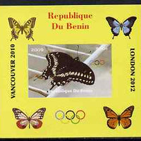Benin 2009 Butterflies & Olympics #05 individual imperf deluxe sheet unmounted mint. Note this item is privately produced and is offered purely on its thematic appeal