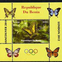 Benin 2009 Butterflies & Olympics #06 individual perf deluxe sheet unmounted mint. Note this item is privately produced and is offered purely on its thematic appeal