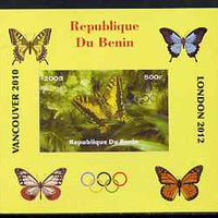 Benin 2009 Butterflies & Olympics #06 individual imperf deluxe sheet unmounted mint. Note this item is privately produced and is offered purely on its thematic appeal