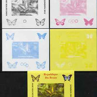 Benin 2009 Butterflies & Olympics #06 individual deluxe sheet the set of 5 imperf progressive proofs comprising the 4 individual colours plus all 4-colour composite, unmounted mint