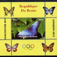 Benin 2009 Butterflies & Olympics #07 individual perf deluxe sheet unmounted mint. Note this item is privately produced and is offered purely on its thematic appeal