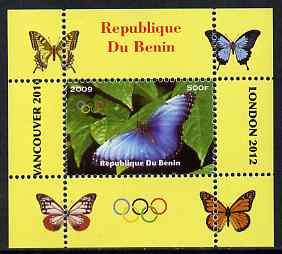 Benin 2009 Butterflies & Olympics #07 individual perf deluxe sheet unmounted mint. Note this item is privately produced and is offered purely on its thematic appeal