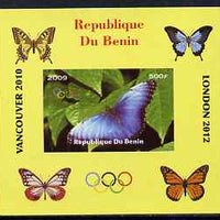 Benin 2009 Butterflies & Olympics #07 individual imperf deluxe sheet unmounted mint. Note this item is privately produced and is offered purely on its thematic appeal