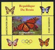 Benin 2009 Butterflies & Olympics #08 individual perf deluxe sheet unmounted mint. Note this item is privately produced and is offered purely on its thematic appeal