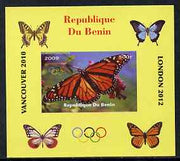 Benin 2009 Butterflies & Olympics #08 individual imperf deluxe sheet unmounted mint. Note this item is privately produced and is offered purely on its thematic appeal