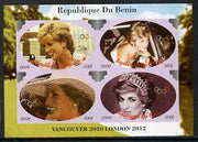 Benin 2009 Princess Diana & Olympics #01 imperf sheetlet containing 4 values, unmounted mint. Note this item is privately produced and is offered purely on its thematic appeal