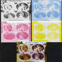 Benin 2009 Princess Diana & Olympics #01 sheetlet containing 4 values, the set of 5 imperf progressive proofs comprising the 4 individual colours plus all 4-colour composite, unmounted mint