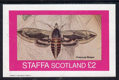 Staffa 1982 Butterflies & Moths (Chequered Skipper) imperf deluxe sheet (£2 value) unmounted mint