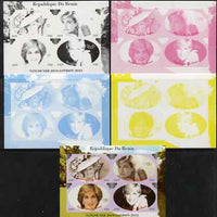 Benin 2009 Princess Diana & Olympics #02 sheetlet containing 4 values, the set of 5 imperf progressive proofs comprising the 4 individual colours plus all 4-colour composite, unmounted mint