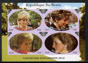 Benin 2009 Princess Diana & Olympics #03 imperf sheetlet containing 4 values, unmounted mint. Note this item is privately produced and is offered purely on its thematic appeal