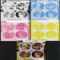 Benin 2009 Princess Diana & Olympics #03 sheetlet containing 4 values, the set of 5 imperf progressive proofs comprising the 4 individual colours plus all 4-colour composite, unmounted mint