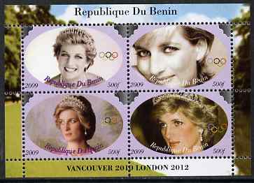Benin 2009 Princess Diana & Olympics #04 perf sheetlet containing 4 values, unmounted mint. Note this item is privately produced and is offered purely on its thematic appeal