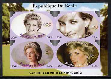 Benin 2009 Princess Diana & Olympics #04 imperf sheetlet containing 4 values, unmounted mint. Note this item is privately produced and is offered purely on its thematic appeal