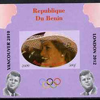 Benin 2009 Princess Diana, Kennedy & Olympics #01 individual imperf deluxe sheet, unmounted mint. Note this item is privately produced and is offered purely on its thematic appeal