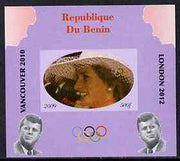 Benin 2009 Princess Diana, Kennedy & Olympics #01 individual imperf deluxe sheet, unmounted mint. Note this item is privately produced and is offered purely on its thematic appeal