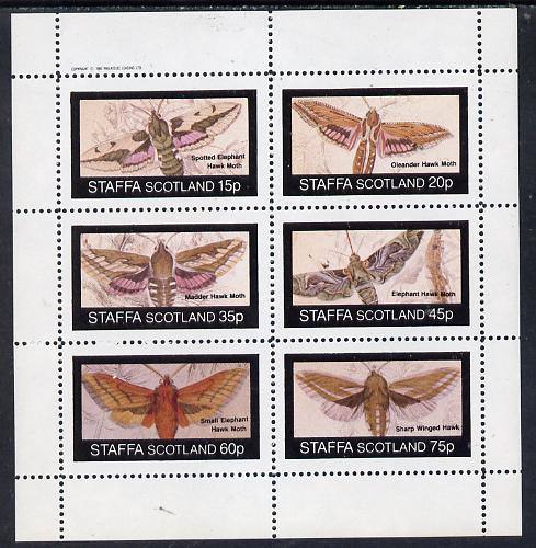 Staffa 1982 Moths (Hawk Moths) perf set of 6 values (15p to 75p) unmounted mint