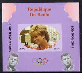 Benin 2009 Princess Diana, Kennedy & Olympics #02 individual imperf deluxe sheet, unmounted mint. Note this item is privately produced and is offered purely on its thematic appeal