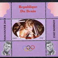 Benin 2009 Princess Diana, Kennedy & Olympics #03 individual perf deluxe sheet, unmounted mint. Note this item is privately produced and is offered purely on its thematic appeal