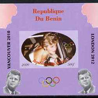 Benin 2009 Princess Diana, Kennedy & Olympics #03 individual imperf deluxe sheet, unmounted mint. Note this item is privately produced and is offered purely on its thematic appeal