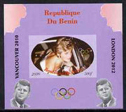 Benin 2009 Princess Diana, Kennedy & Olympics #03 individual imperf deluxe sheet, unmounted mint. Note this item is privately produced and is offered purely on its thematic appeal