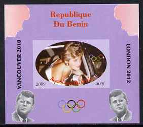 Benin 2009 Princess Diana, Kennedy & Olympics #03 individual imperf deluxe sheet, unmounted mint. Note this item is privately produced and is offered purely on its thematic appeal