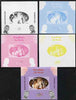 Benin 2009 Princess Diana, Kennedy & Olympics #03 individual deluxe sheet, the set of 5 imperf progressive proofs comprising the 4 individual colours plus all 4-colour composite, unmounted mint