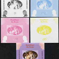 Benin 2009 Princess Diana, Kennedy & Olympics #03 individual deluxe sheet, the set of 5 imperf progressive proofs comprising the 4 individual colours plus all 4-colour composite, unmounted mint