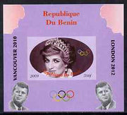 Benin 2009 Princess Diana, Kennedy & Olympics #04 individual imperf deluxe sheet, unmounted mint. Note this item is privately produced and is offered purely on its thematic appeal