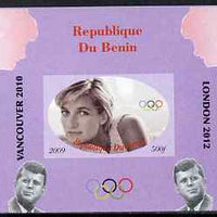 Benin 2009 Princess Diana, Kennedy & Olympics #05 individual imperf deluxe sheet, unmounted mint. Note this item is privately produced and is offered purely on its thematic appeal